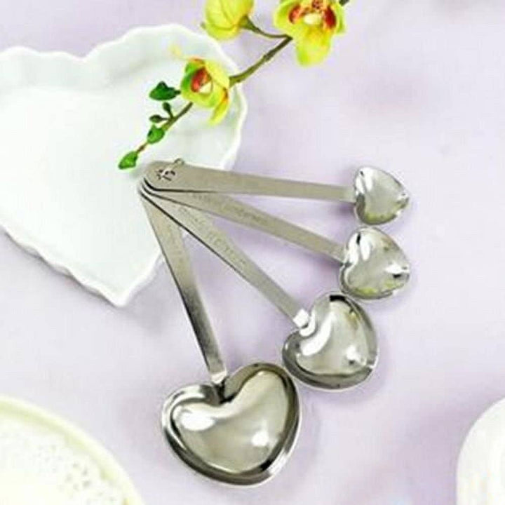 Heart-Shaped Stainless Steel Measuring Spoons - 4-Pc Tea Set