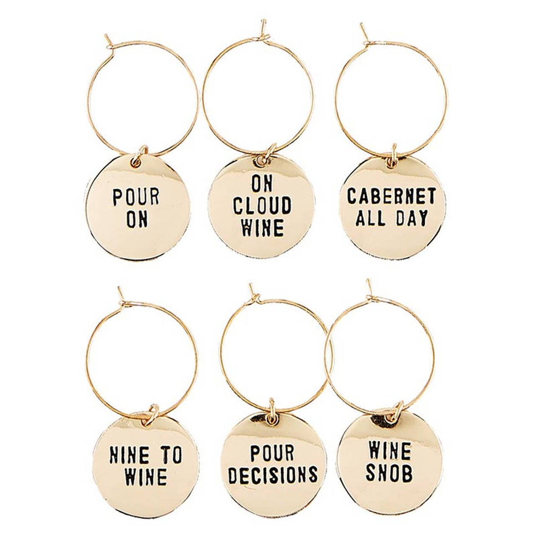 Gold Wine Charms in Pine Box