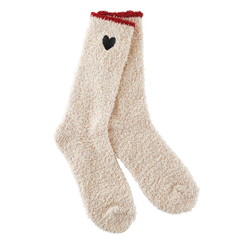 Cozy Socks with Red Trim + Heart