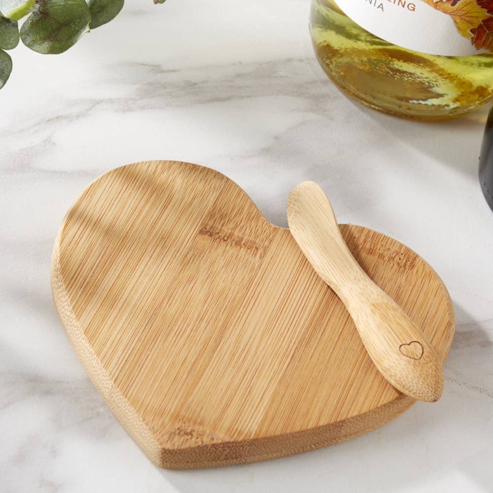 Heart Shaped Bamboo Cheese Board