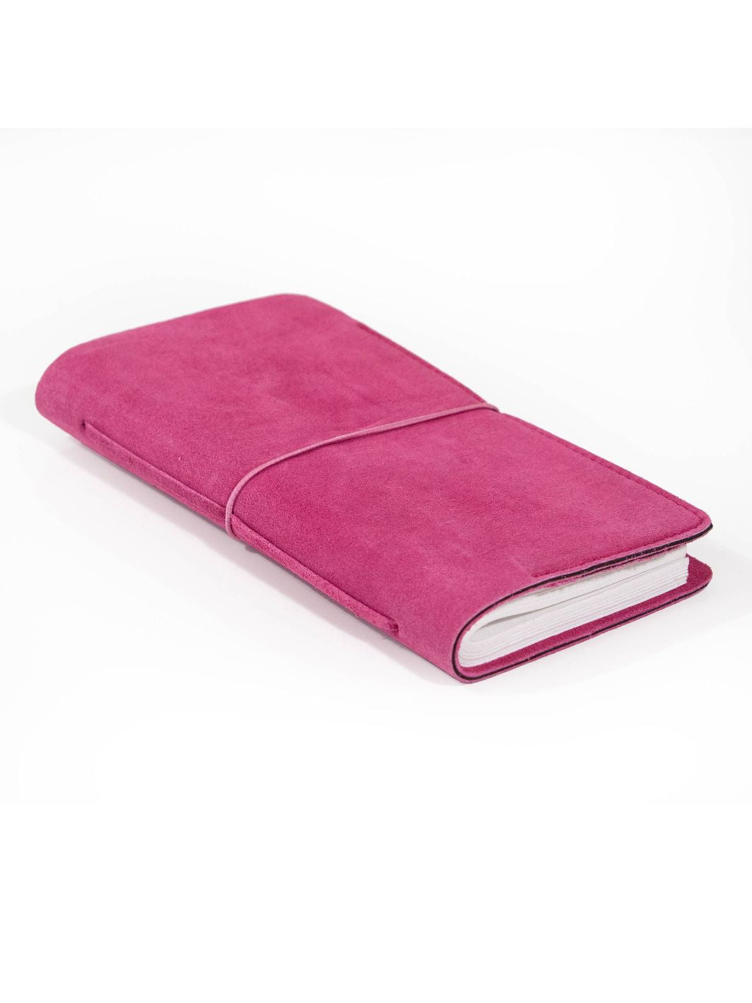 Fuchsia Suede Journal with organic cotton paper and minimalist design.