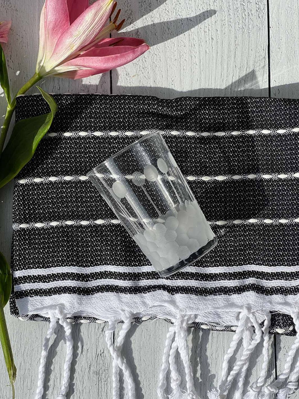 Black Stitched Bicolor Hand Towel