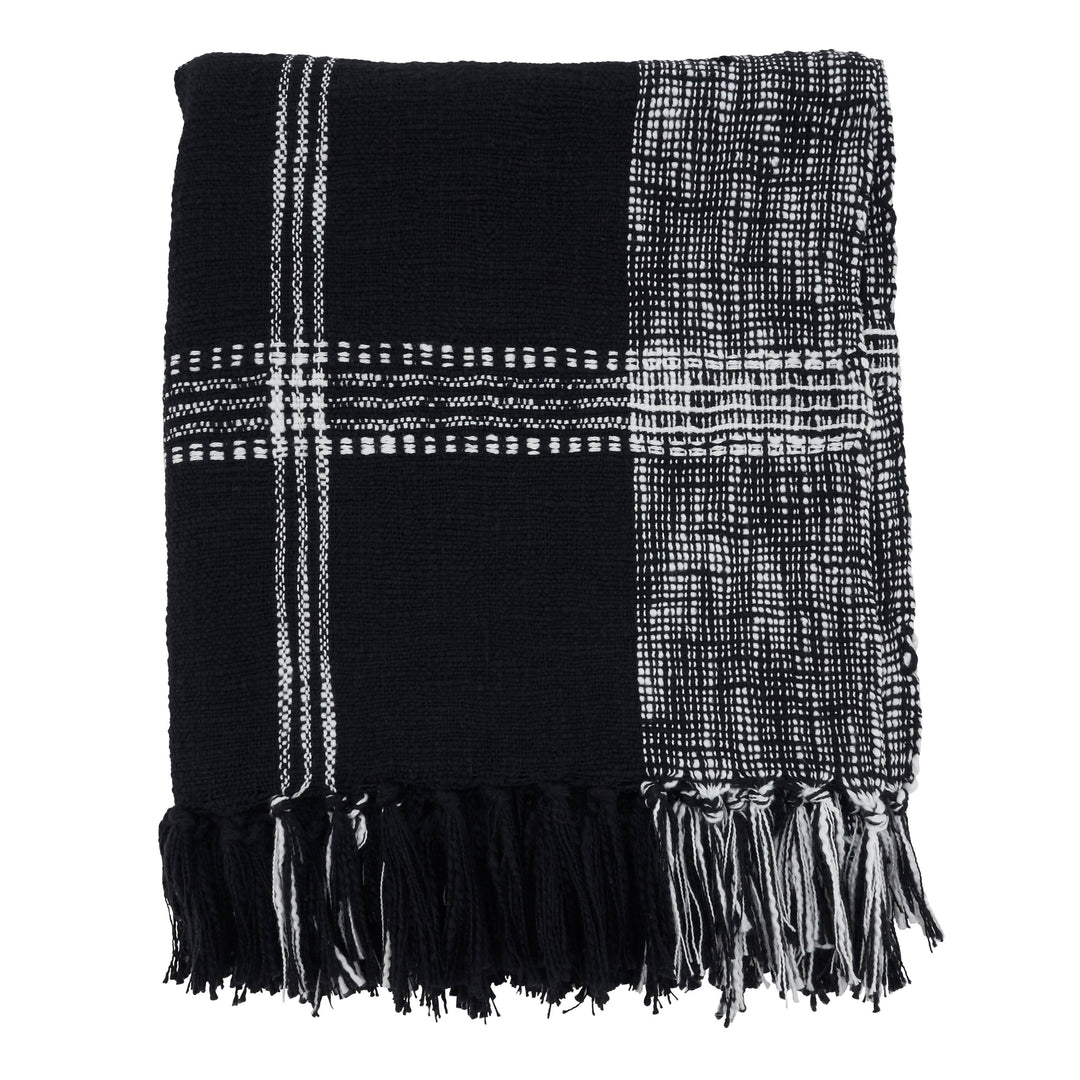 Black and White Plaid Throw Blanket