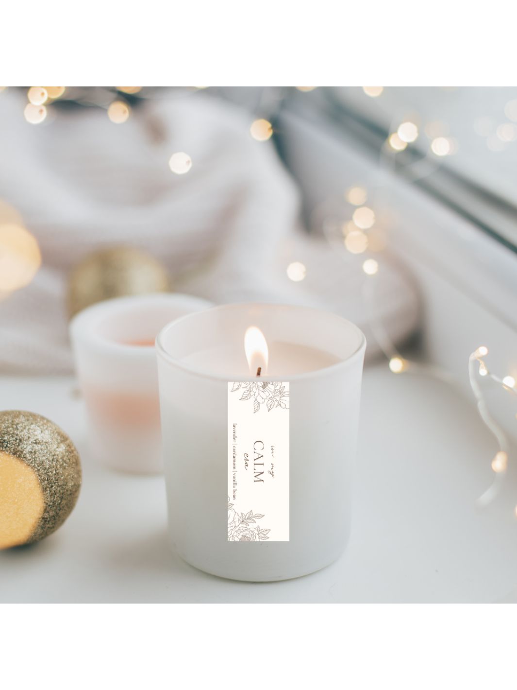 Calm Era Candle with lavender, cardamom, and vanilla bean scent.