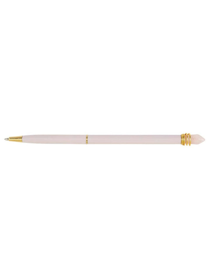 Blush-colored crystal pen with smooth ink flow.