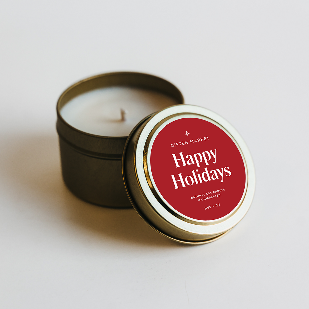 Soy candle with warm holiday fragrance, ideal for seasonal decor and gifts.