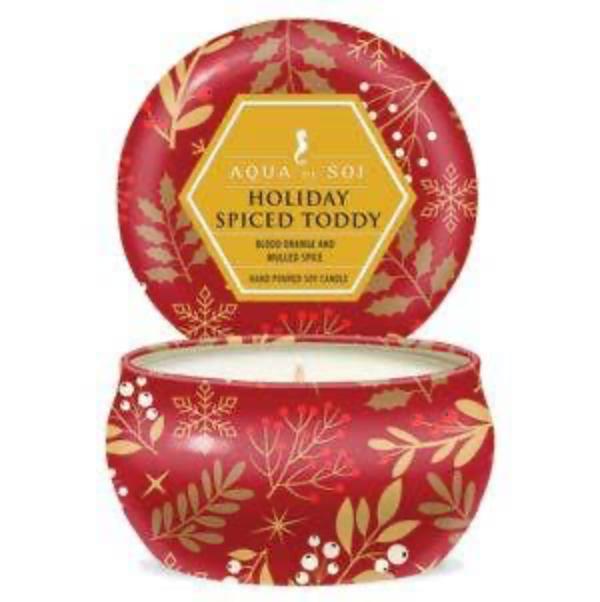 Holiday Spiced Toddy candle by SOi Company, Aqua de SOi collection, 4oz tin with blood orange and spice scent.