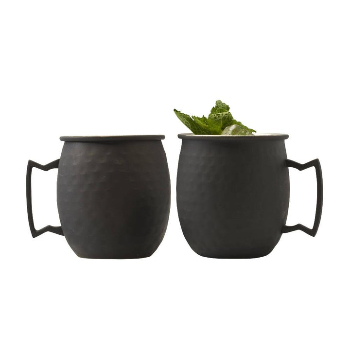 Image of 2 matte black Moscow Mule Mugs sold as a set.