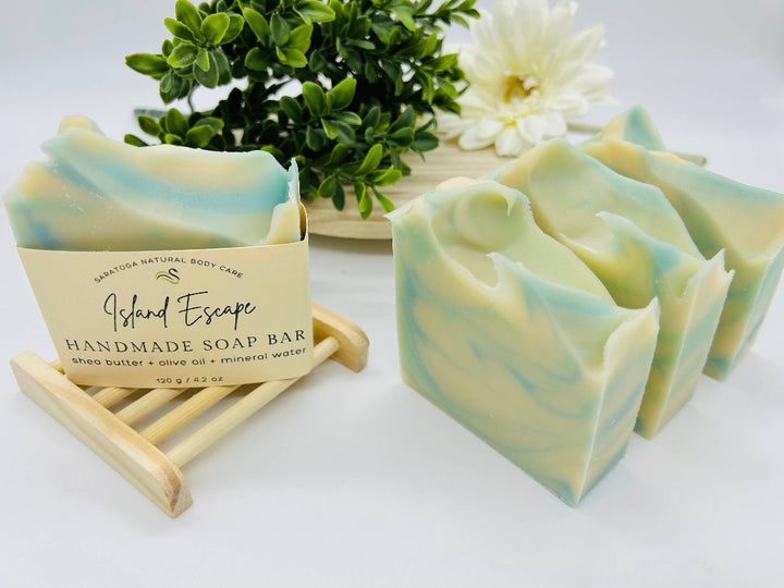 Four Island Escape Handmade Soaps by Saratoga Natural. 