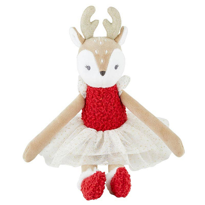 Red Deer Plush Doll with sparkly antlers, tulle sleeves, and tutu skirt.