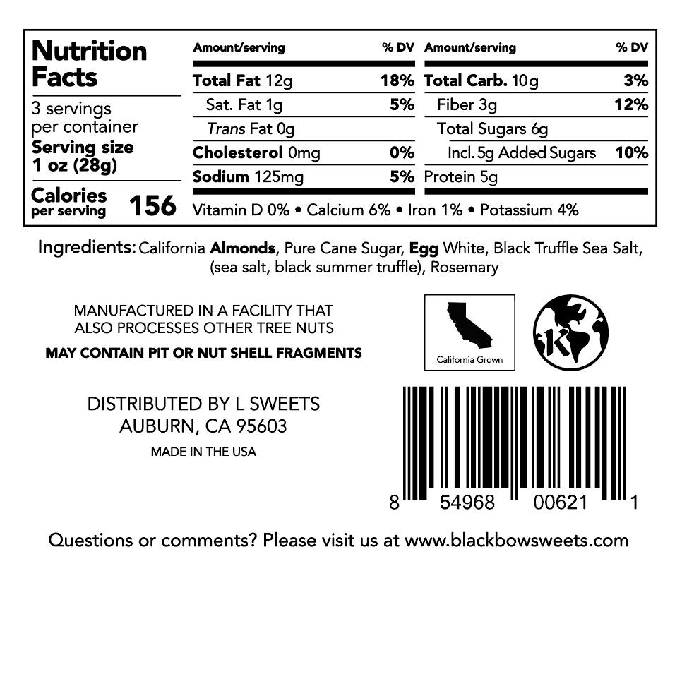 Rosemary Truffle Almonds nutrition facts