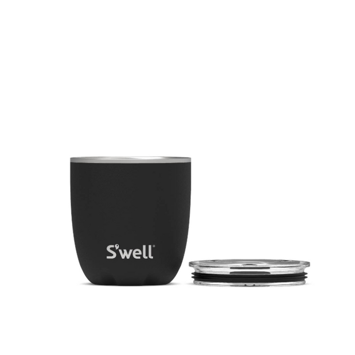 Onyx 10 oz Tumbler by S'well with Slide-Open Lid and triple-layered insulation.