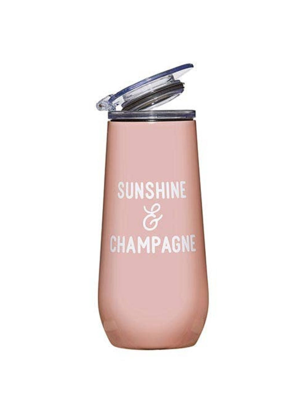 Sunshine & Champagne Tumbler with top open.