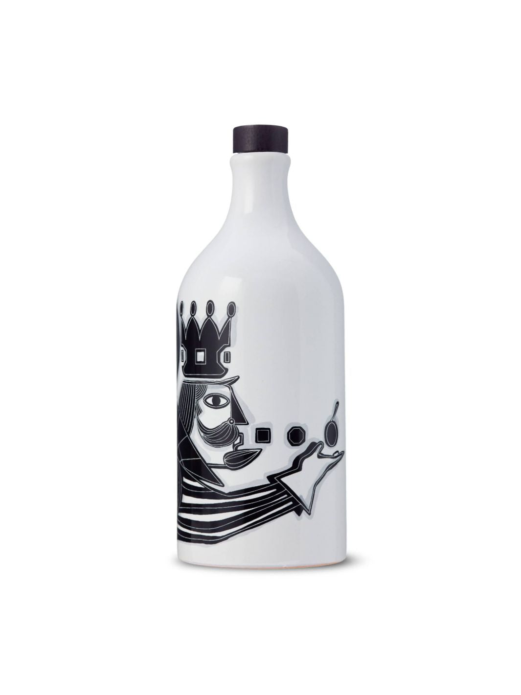 Muraglia extra virgin olive oil in "The King" ceramic bottle designed by Pierpaolo Gaballo