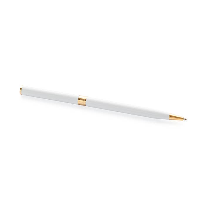 Elegant white and gold twist pen for daily writing tasks.