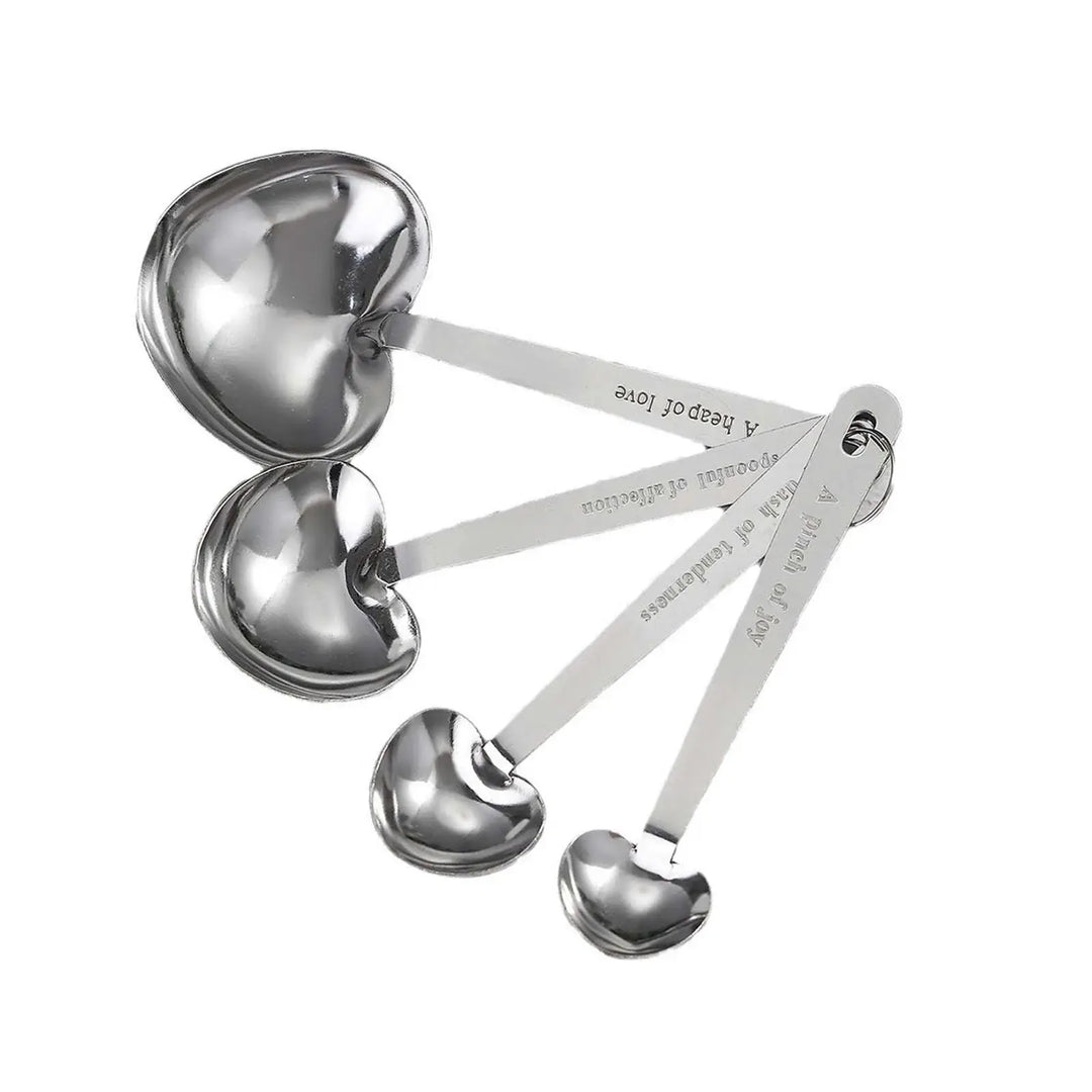 Heart-Shaped Stainless Steel Measuring Spoons - 4-Pc Tea Set