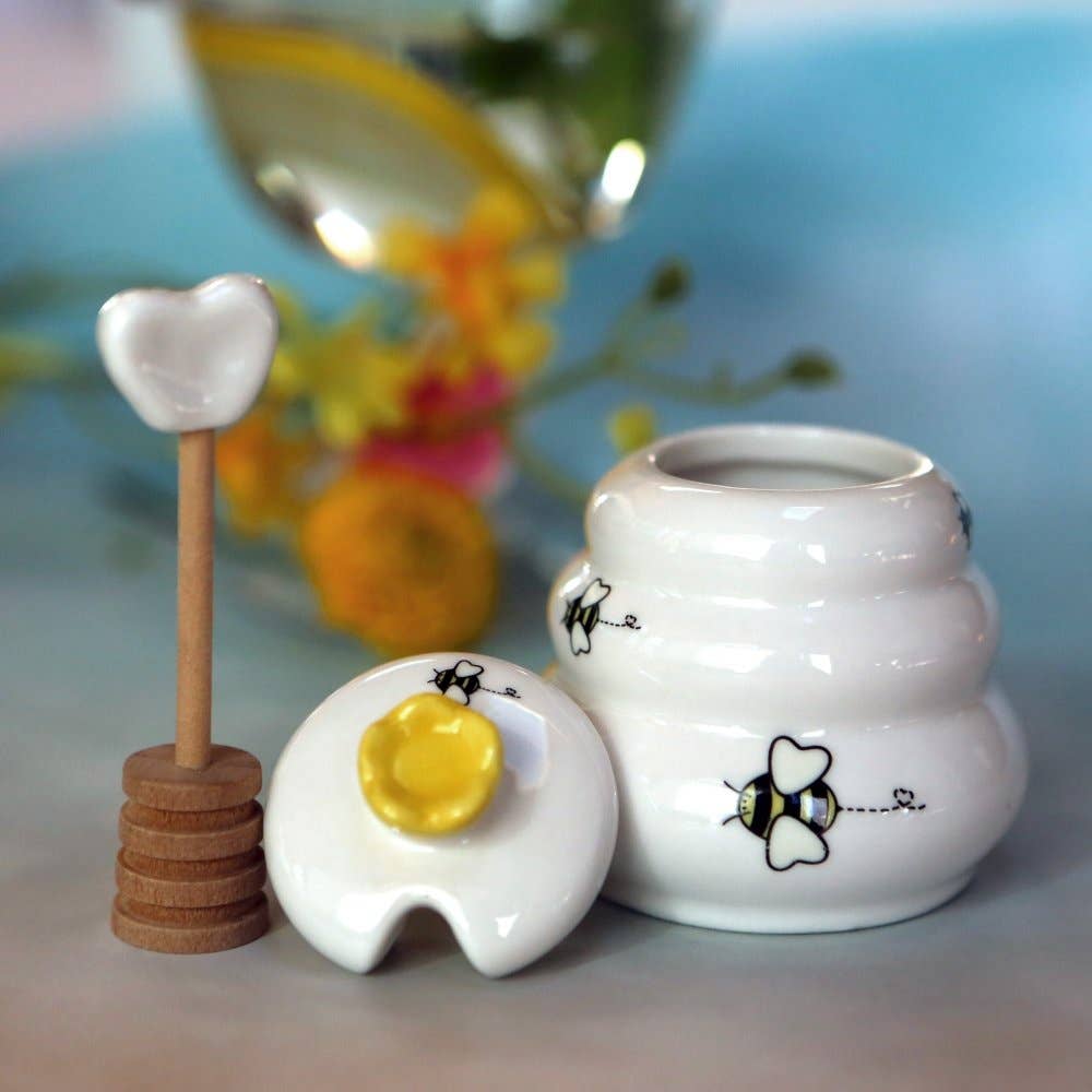 "Sweet As Can Bee" Honey Pot with Dipper